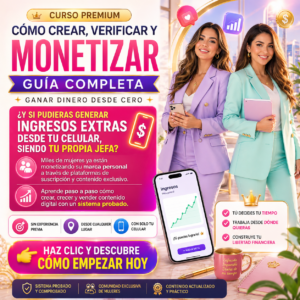 Mujer Monetiza tu Contenido, Cómo Crear, Verificar y Publicar: Guía Completa Para Ganar Dinero desde Casa.